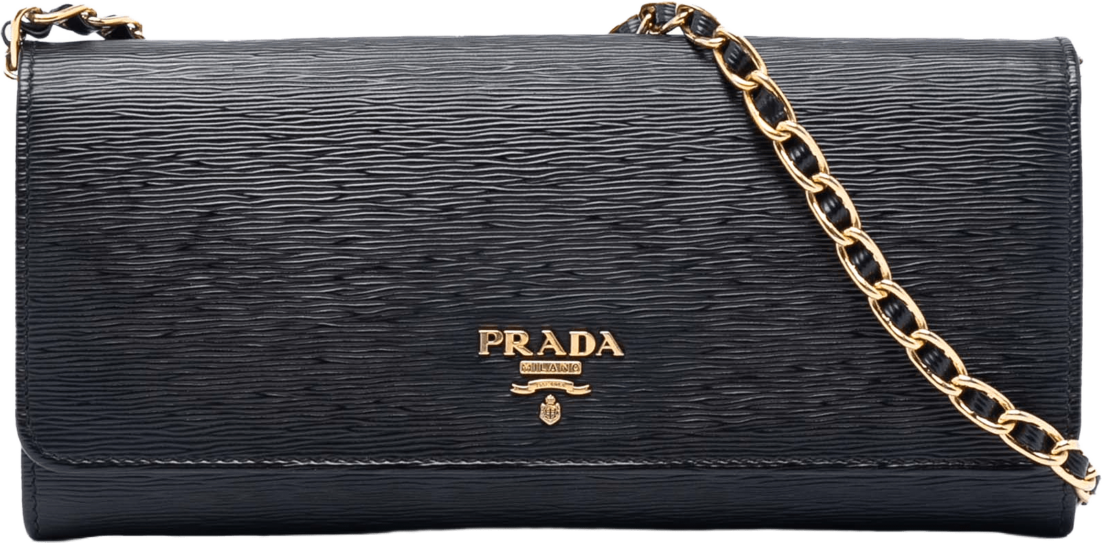 Prada Vitello Move Wallet On Chain, från Luxclusif, i färgen black.