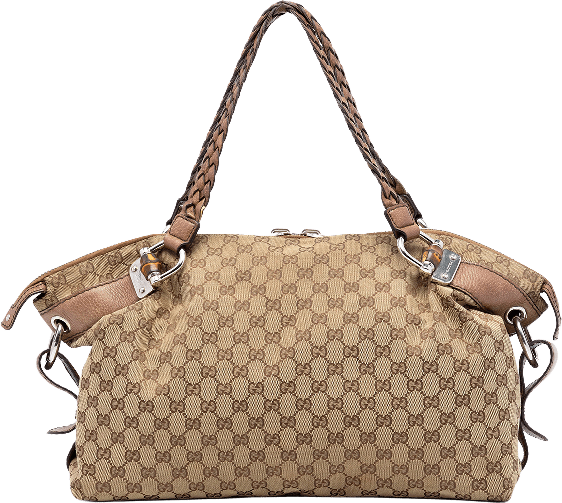 Gucci Medium Gg Canvas Bamboo Bar Tote, från Luxclusif, i färgen beige.