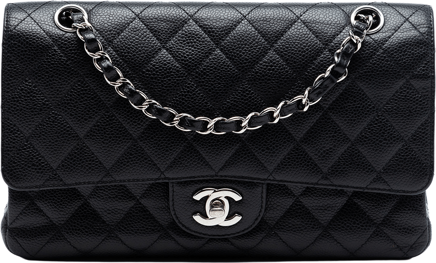 Chanel Medium Classic Caviar Double Flap, från Luxclusif, i färgen black.