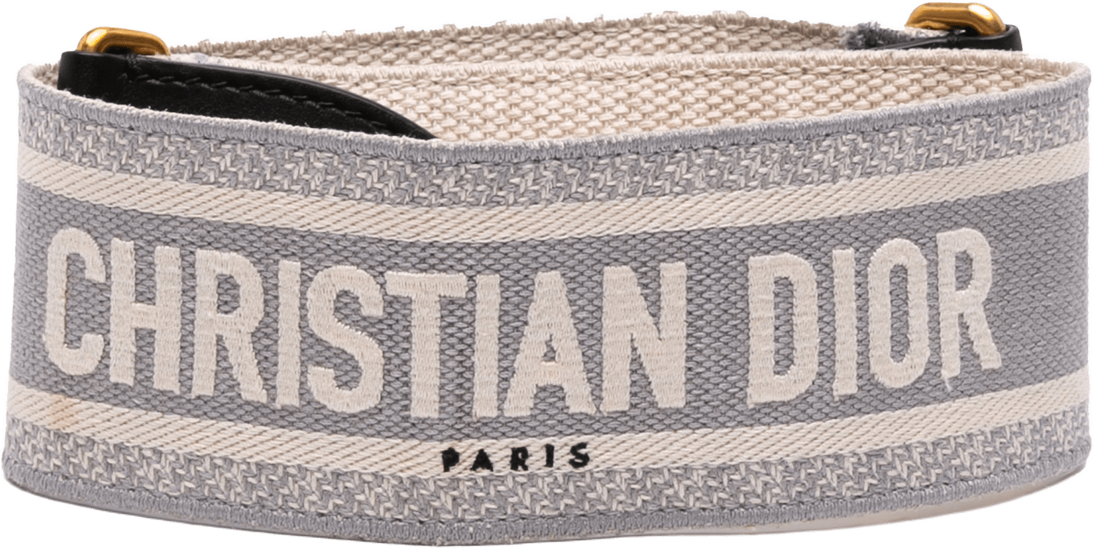 Dior Embroidered Canvas Logo Bag Strap, från Luxclusif, i färgen gray.