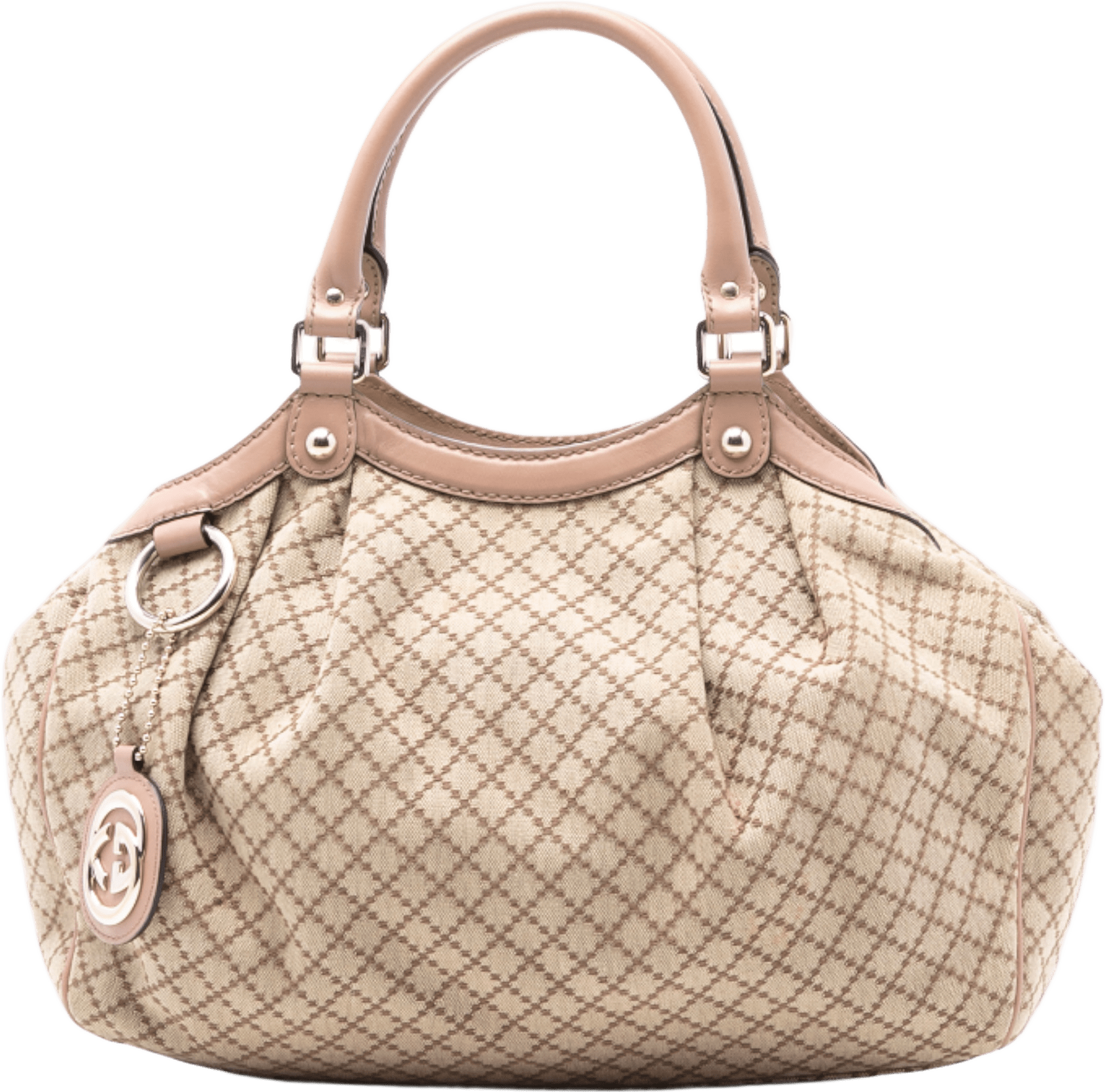 Gucci Medium Diamante Canvas Sukey Tote, från Luxclusif, i färgen beige.