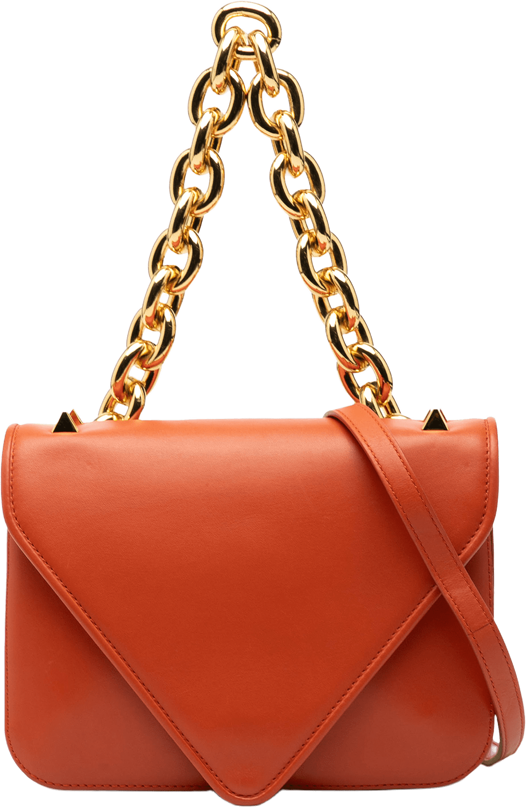 Bottega Veneta Small Leather Mount Envelope Chain Bag, från Luxclusif, i färgen dark orange.