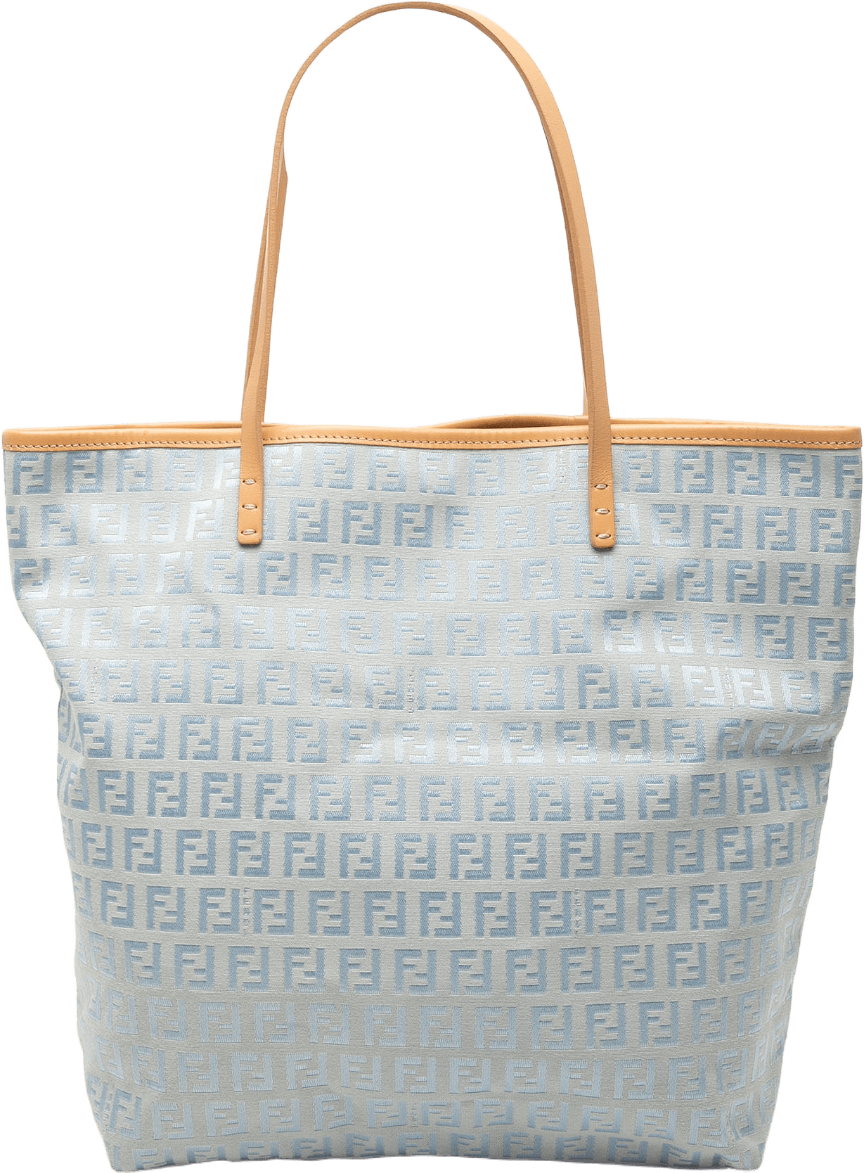 Fendi Small Zucchino Canvas Roll Tote, från Luxclusif, i färgen light blue.