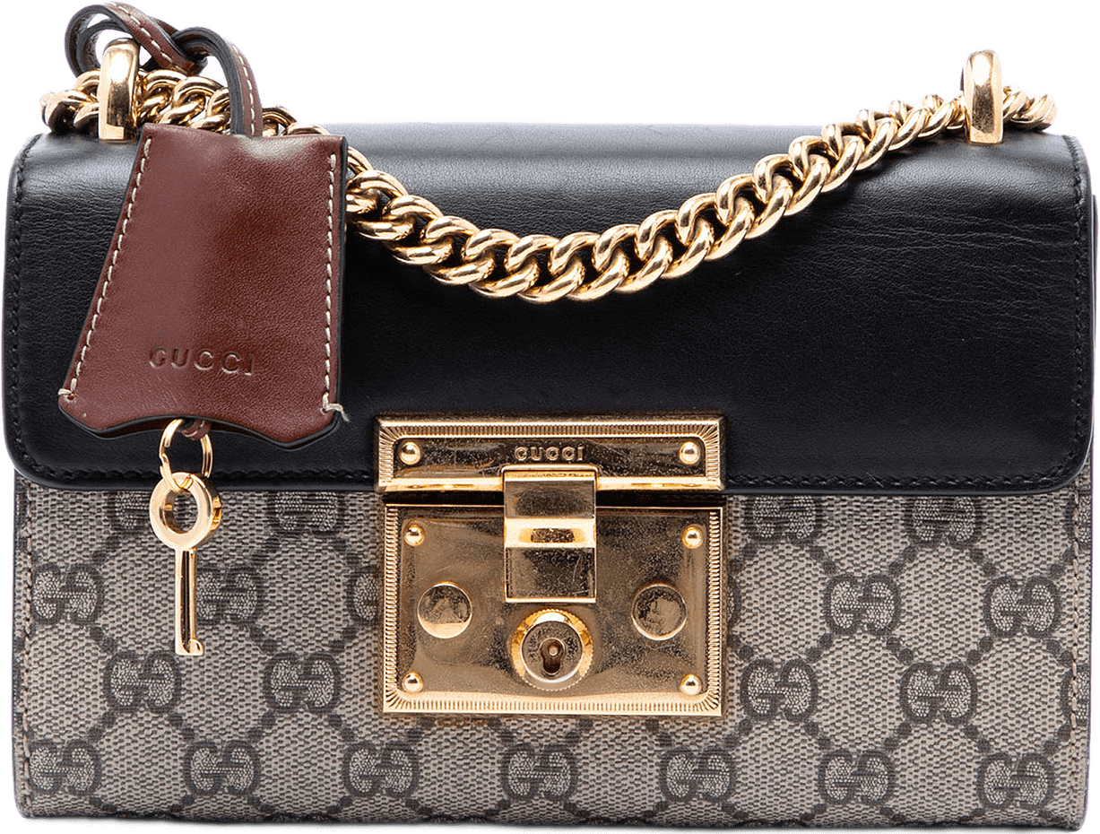 Gucci Small Gg Supreme Padlock Crossbody, från Luxclusif, i färgen beige.