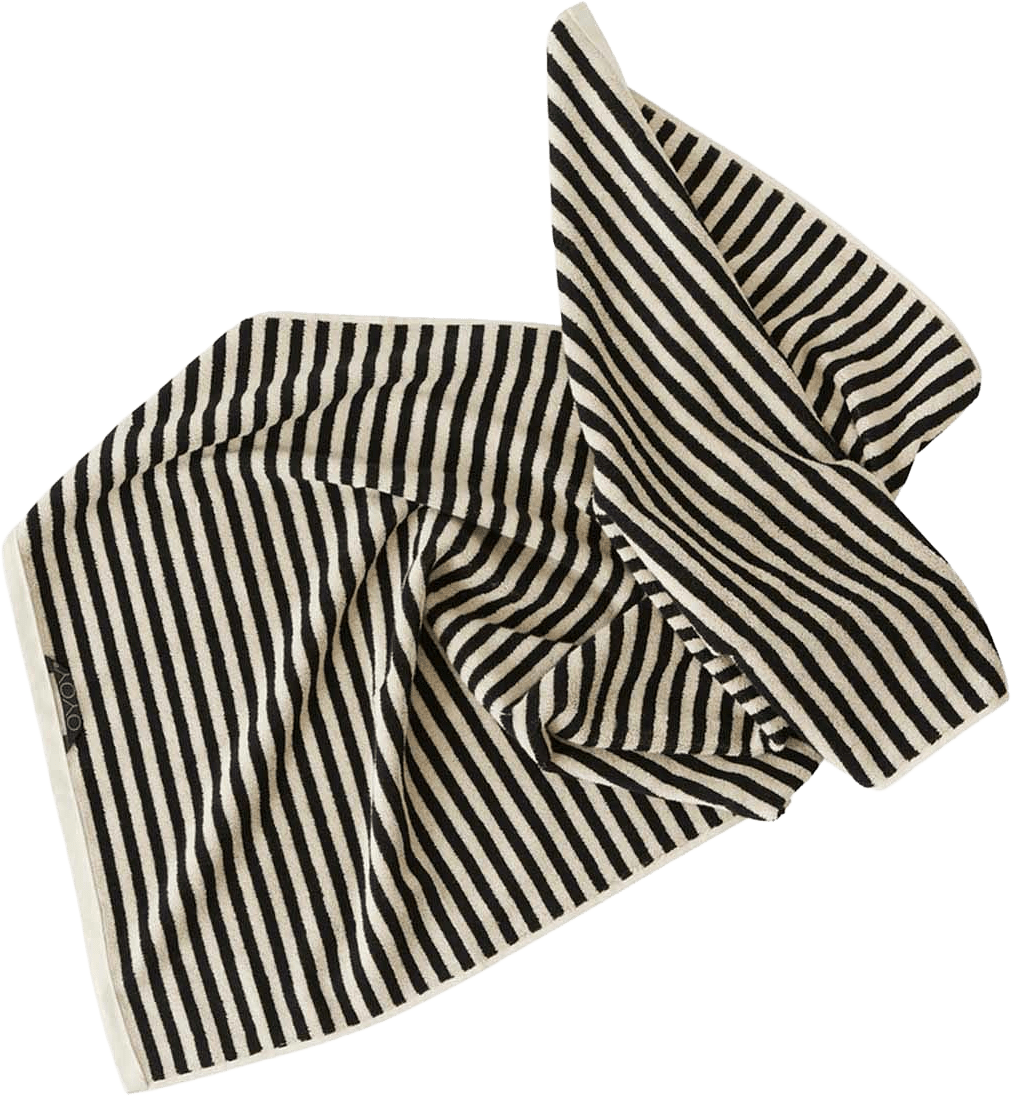 Raita Towel - 100x150 Cm, från OYOY Living, i färgen clay,black.