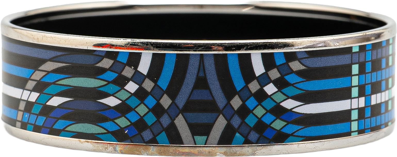 Hermès Wide Geometric Enamel Bangle 65