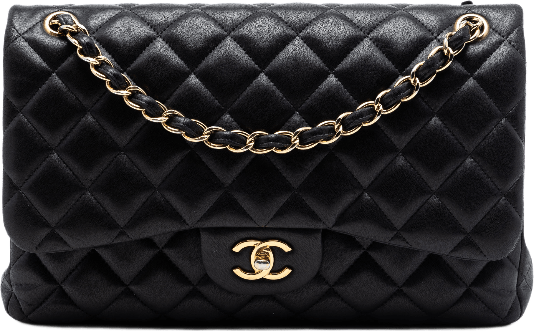 Chanel Jumbo Classic Lambskin Double Flap, från Luxclusif, i färgen black.