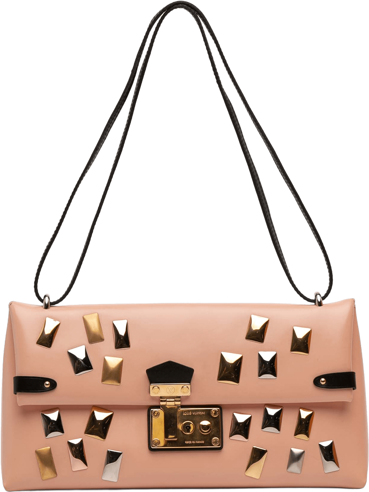 Louis Vuitton Glazed Calfskin Sac Triangle Pm, från Luxclusif, i färgen salmon.