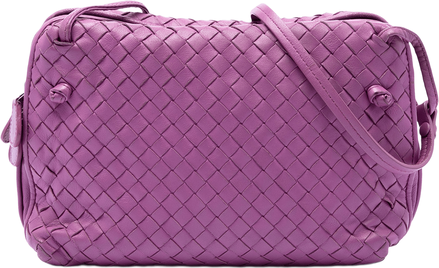 Bottega Veneta Nappa Intrecciato Nodini Double Zip Crossbody, från Luxclusif, i färgen purpur.