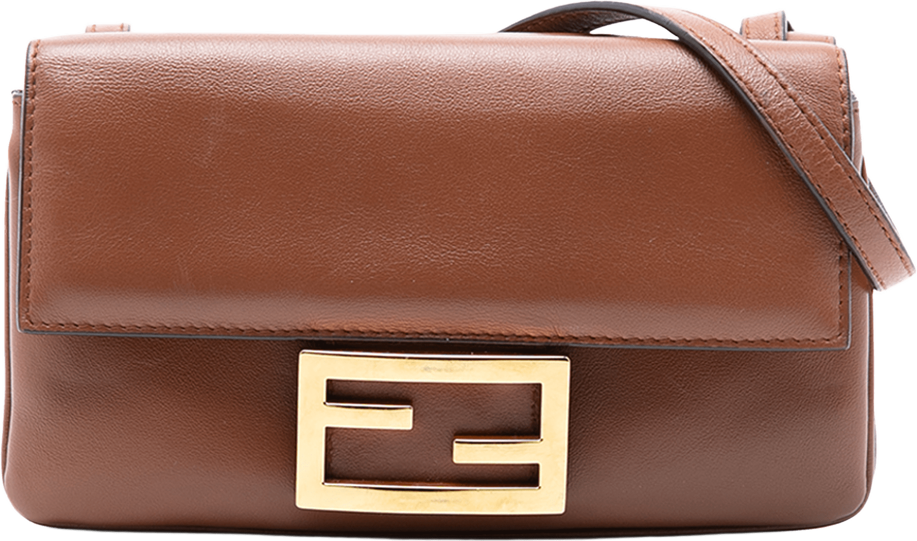 Fendi Leather Duo Baguette Crossbody, från Luxclusif, i färgen brown.