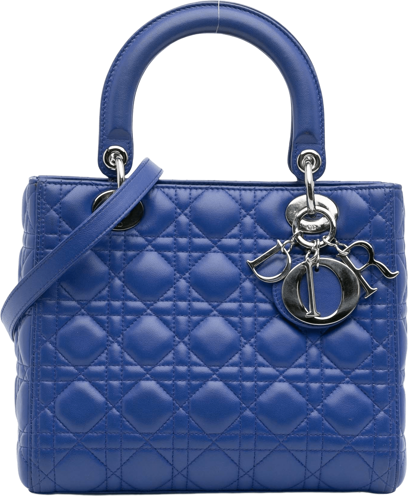 Dior Medium Lambskin Cannage Lady Dior, från Luxclusif, i färgen blue.