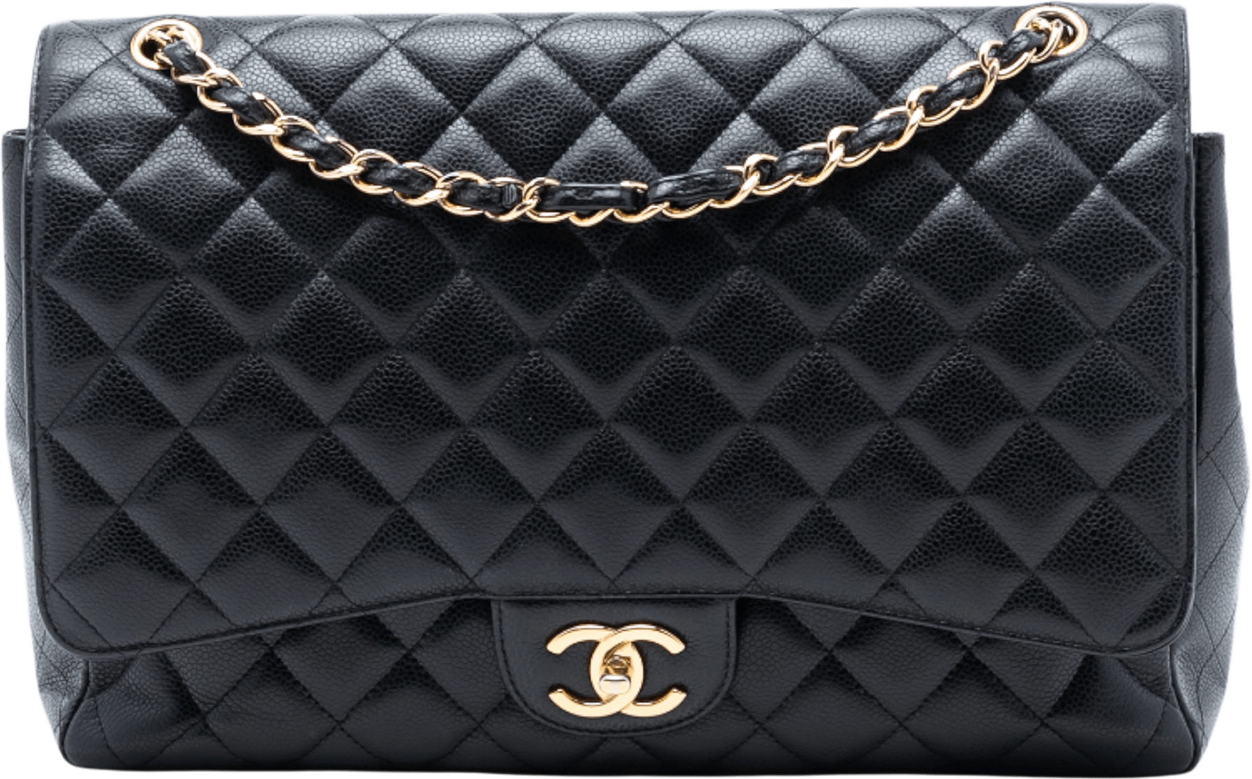 Chanel Maxi Classic Caviar Double Flap, från Luxclusif, i färgen black.