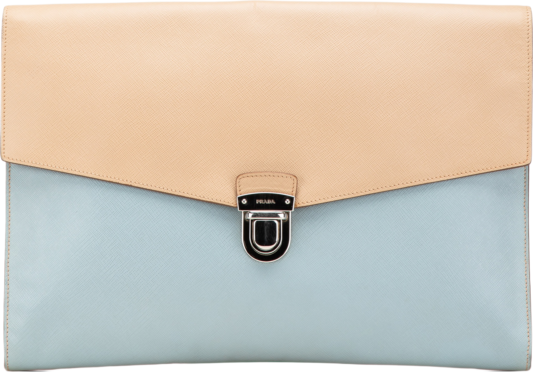 Prada Bicolor Saffiano Envelope Pushlock Clutch
