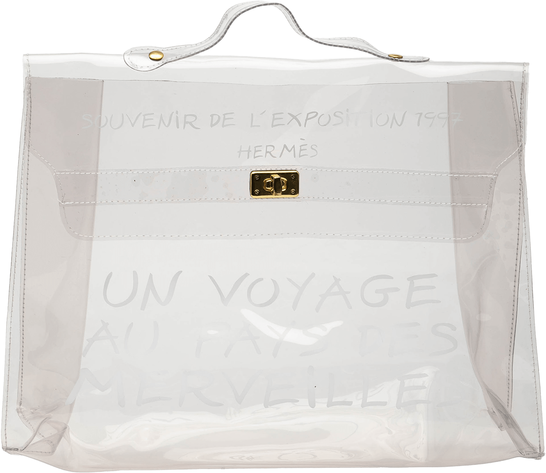 Hermès Vinyl Souvenir De L Exposition Kelly Handbag, från Luxclusif, i färgen white.