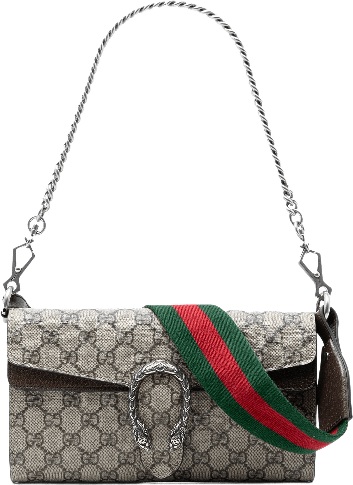 Gucci Small Gg Supreme East West Dionysus Flap Bag, från Luxclusif, i färgen beige.