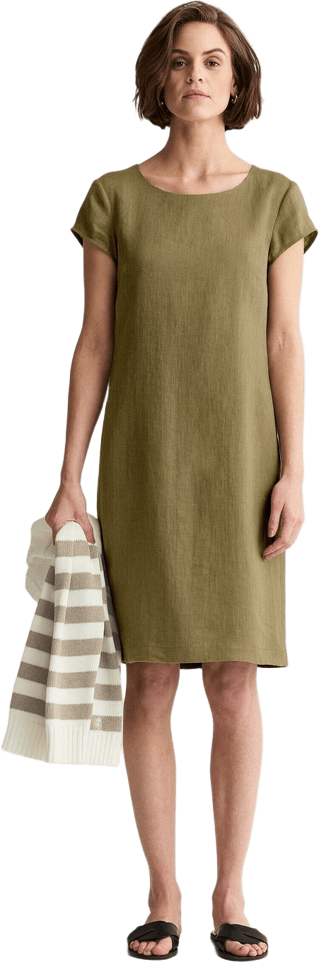 Klara Linen Dress, från Newhouse, i färgen grön khaki.