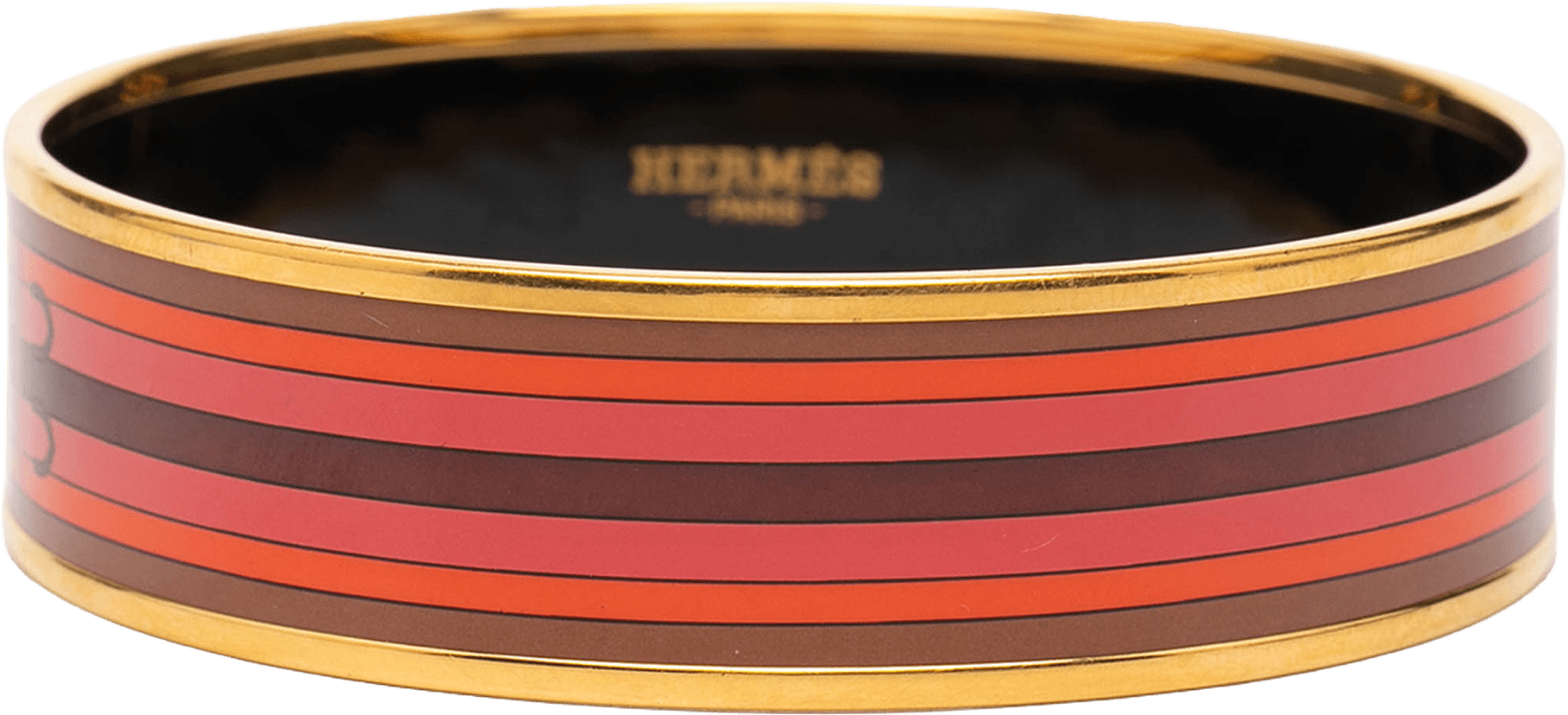 Hermès Wide Printed Enamel Bangle 65, från Luxclusif, i färgen brown.