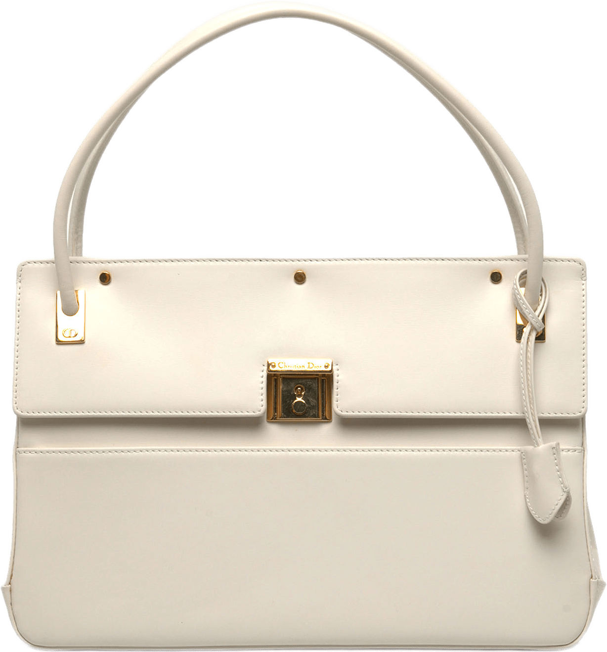 Dior Smooth Calfskin Parisienne Top Handle Bag, från Luxclusif, i färgen vit.