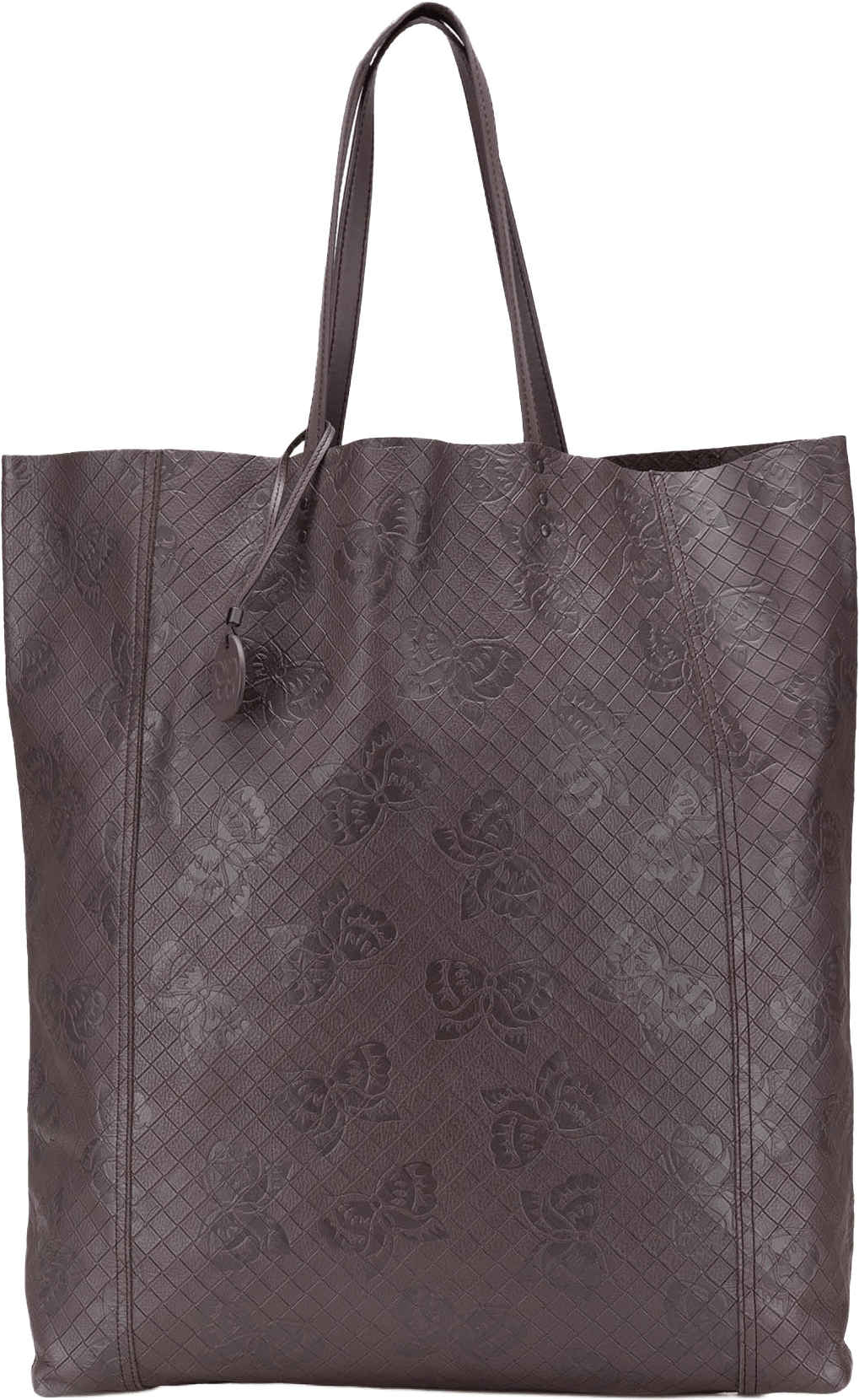 Bottega Veneta Leather Intrecciomirage Butterfly Tote, från Luxclusif, i färgen dark brown.