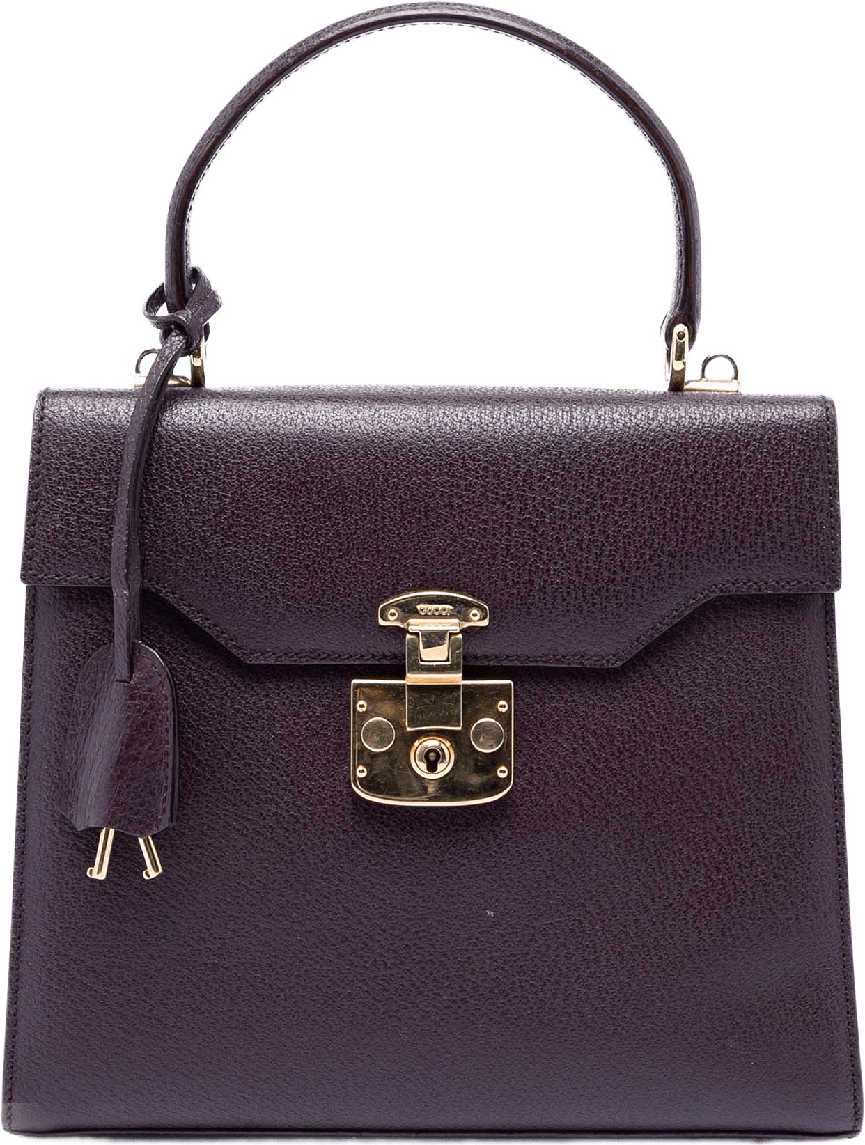 Gucci Calfskin Lady Lock Satchel, från Luxclusif, i färgen plum.