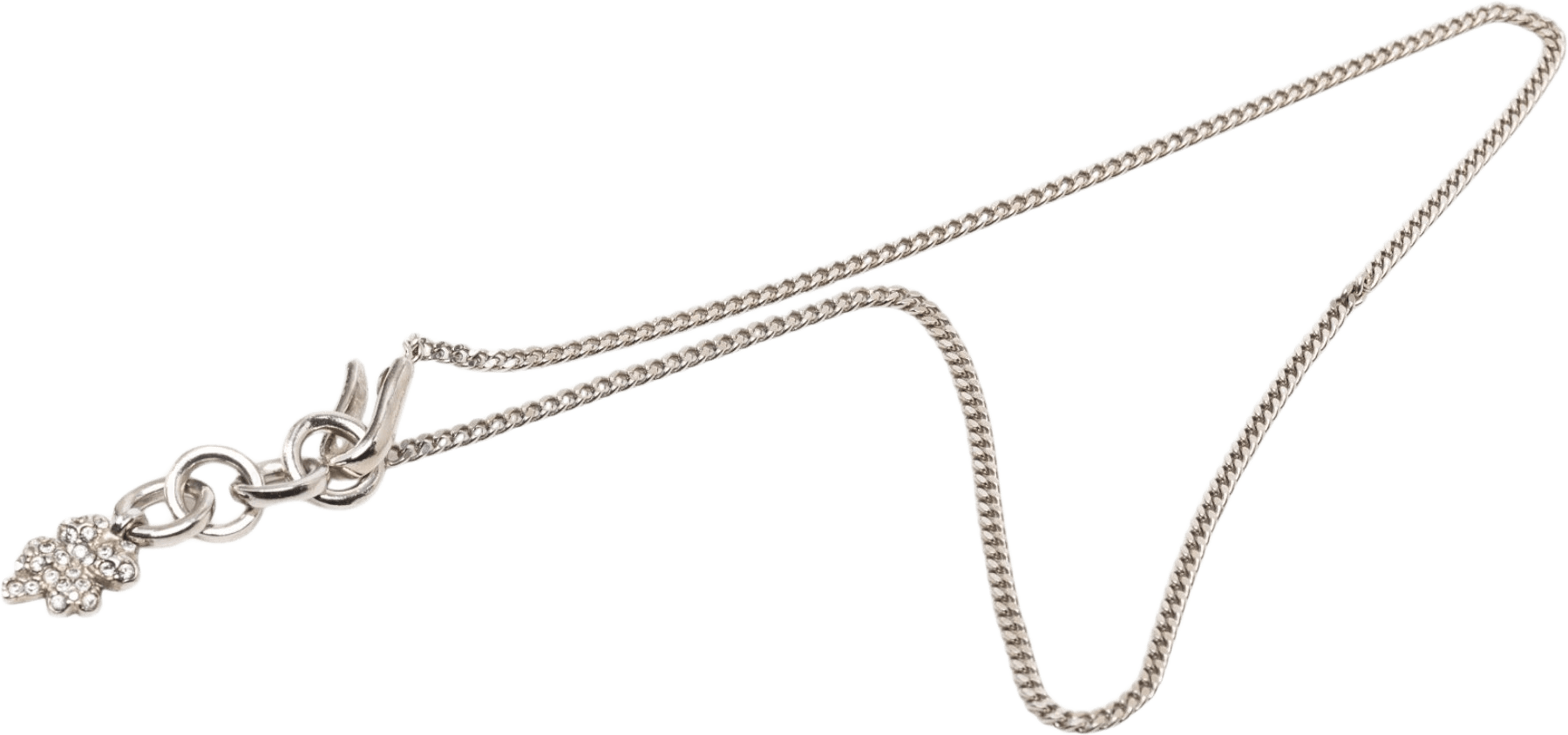 Chanel Cc Brass Strass Pendant Necklace, från Luxclusif, i färgen silver.
