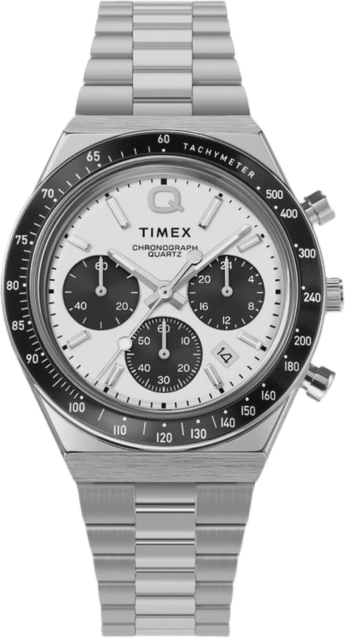 Timex Q Chronograph Herr, Vit/stål, Metallband - Tw2w53300, från Timex, i färgen 1.