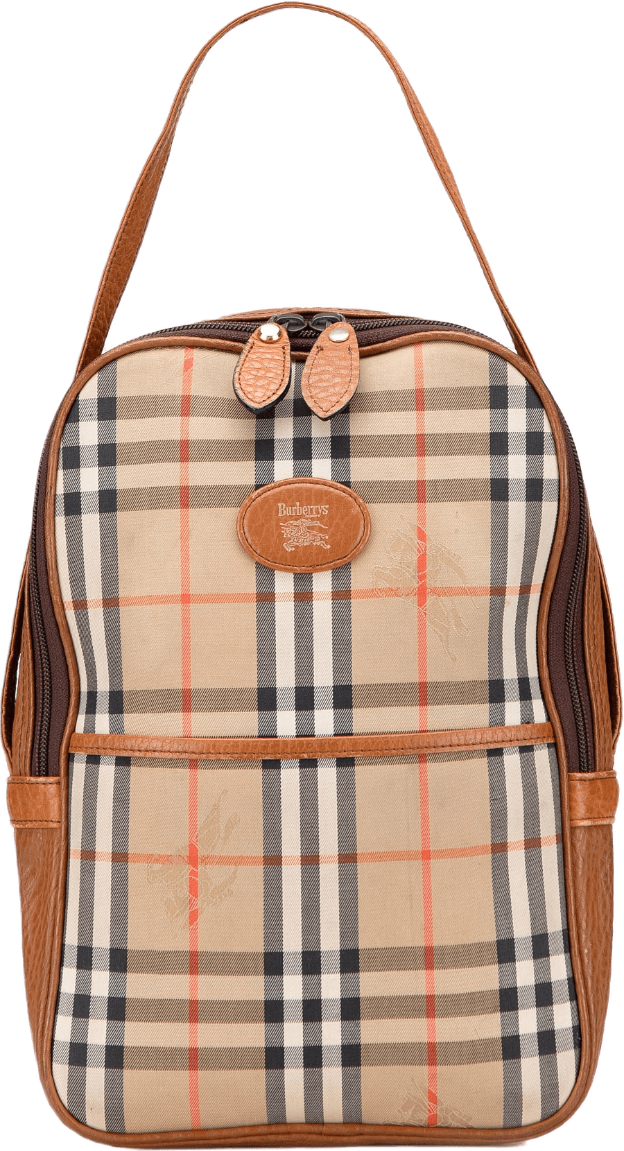 Burberry Haymarket Check Canvas Handbag, från Luxclusif, i färgen beige.