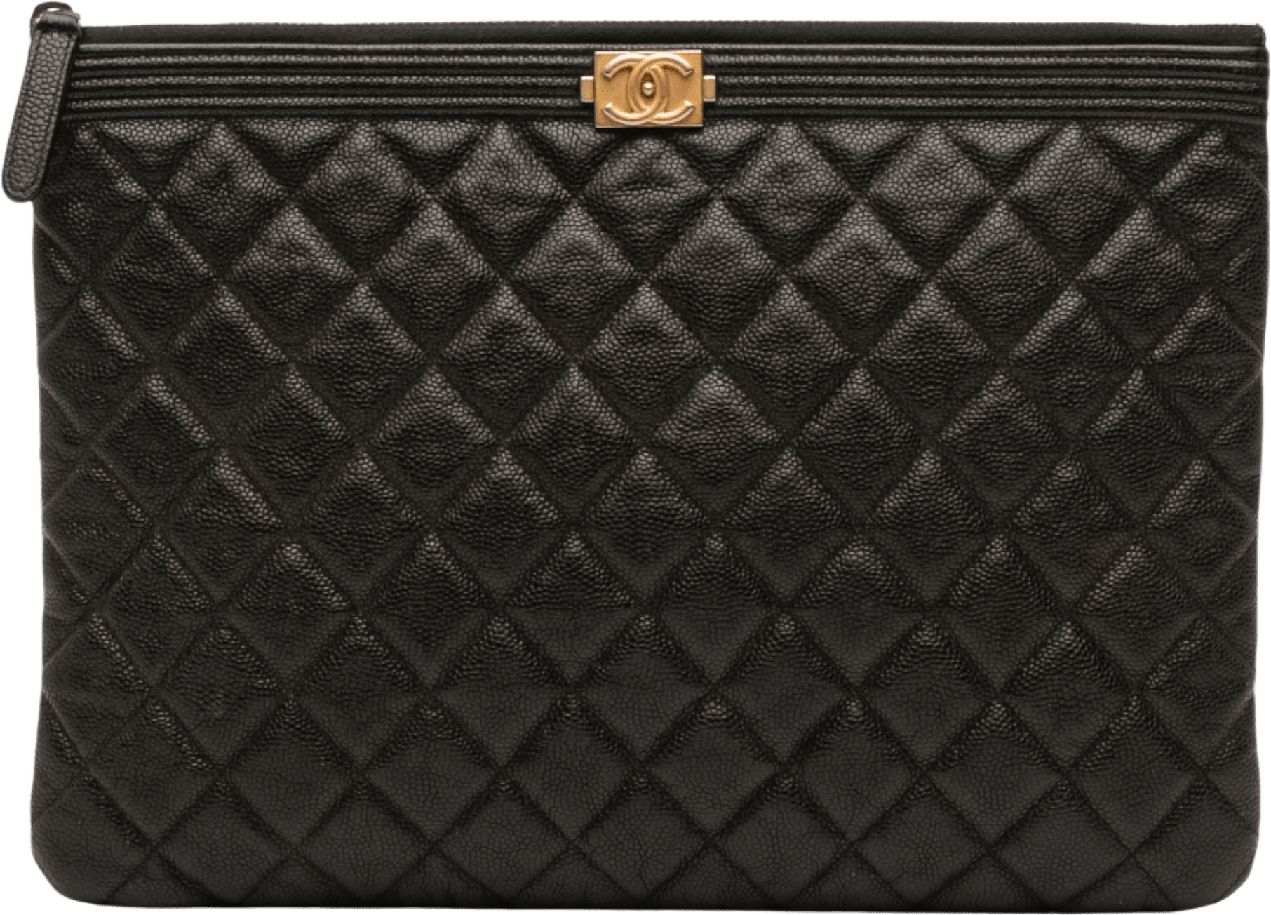 Chanel Medium Quilted Caviar Boy O Case Clutch, från Luxclusif, i färgen black.