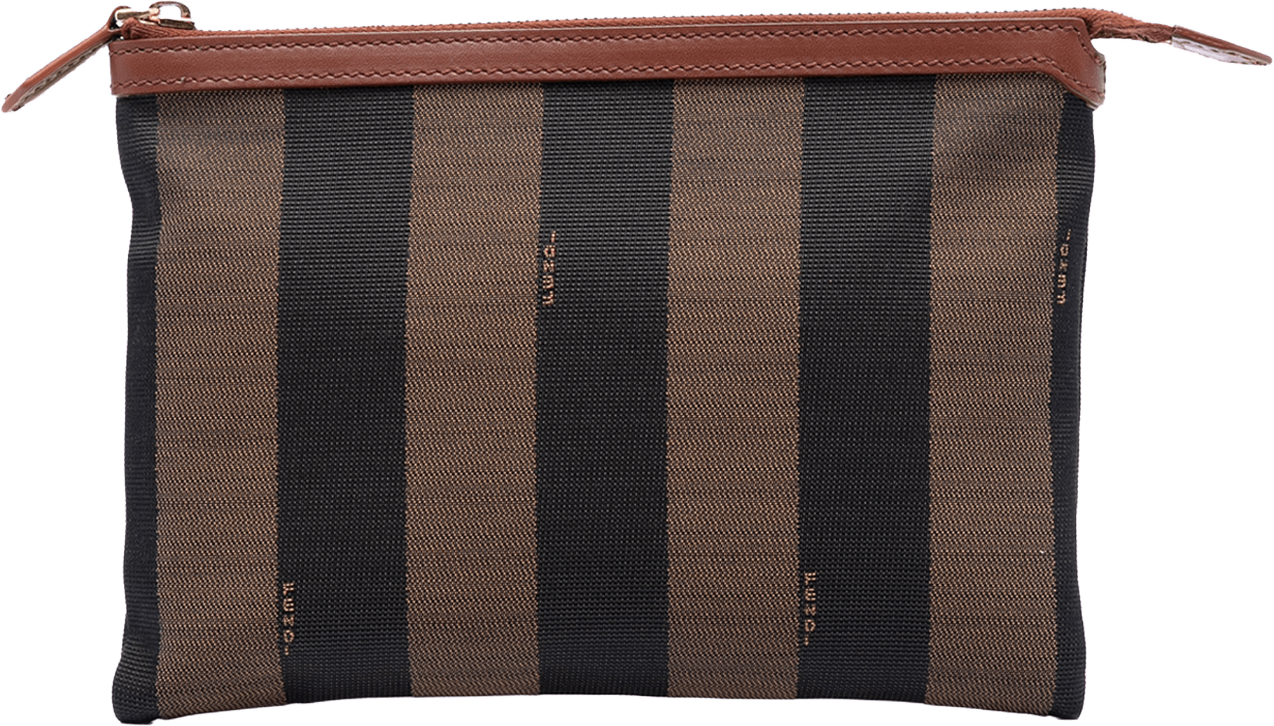 Fendi Pequin Canvas Clutch, från Luxclusif, i färgen brown.