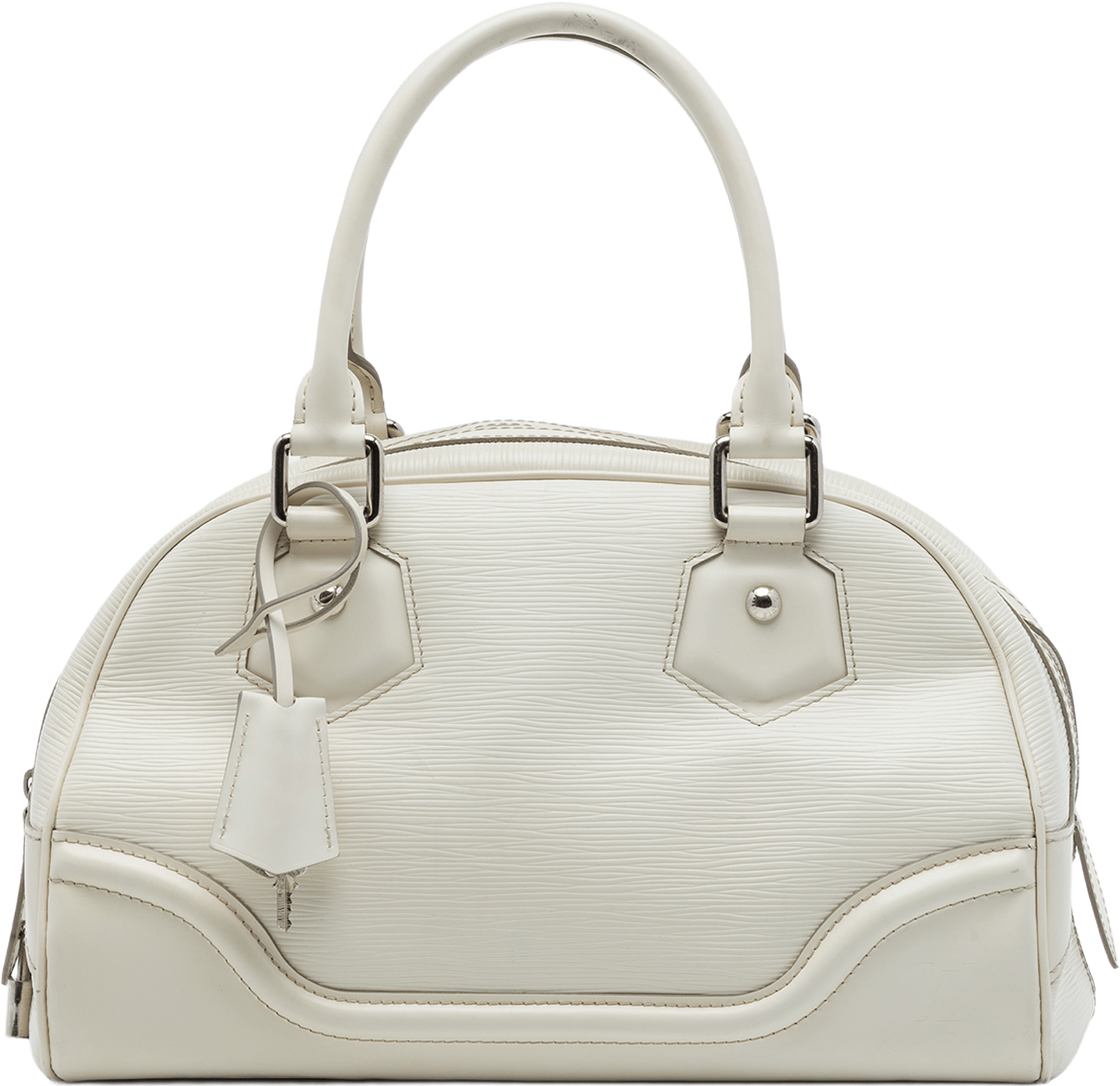 Louis Vuitton Epi Bowling Montaigne Pm, från Luxclusif, i färgen vit.