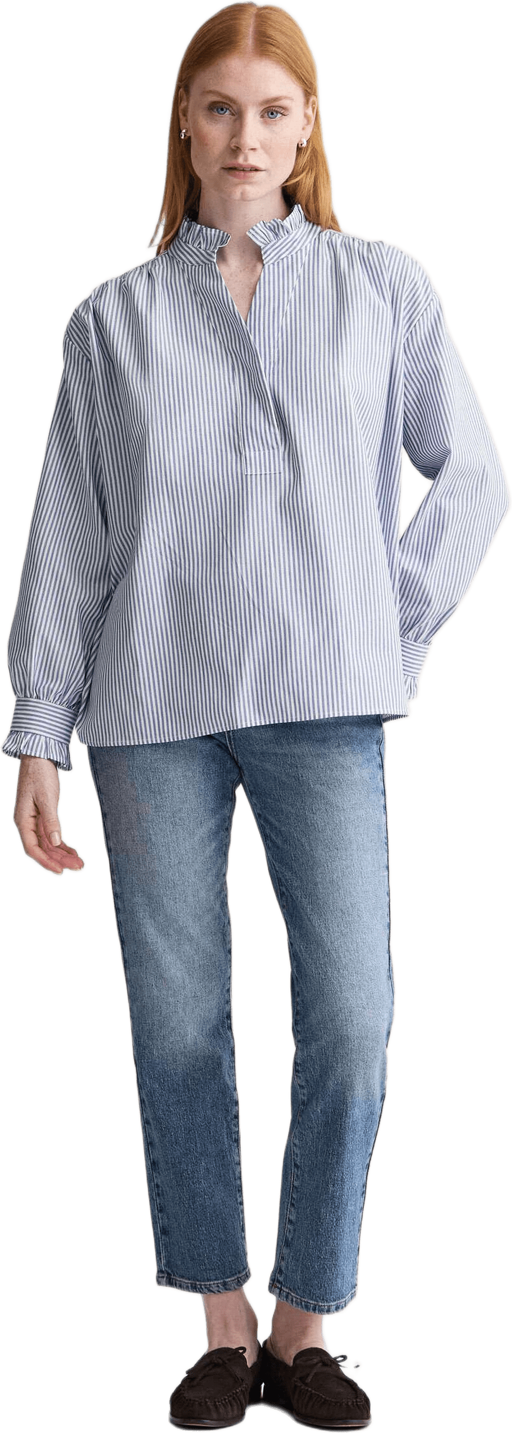 Margaux Oxford Blouse, från Newhouse, i färgen marinblå.