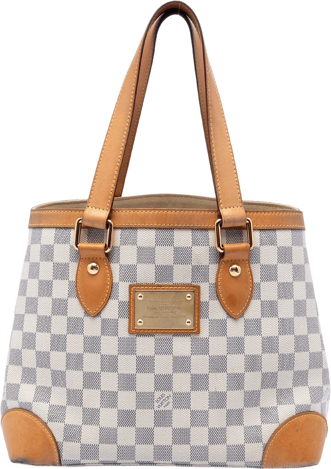Louis Vuitton Damier Azur Hampstead Pm, från Luxclusif, i färgen white.