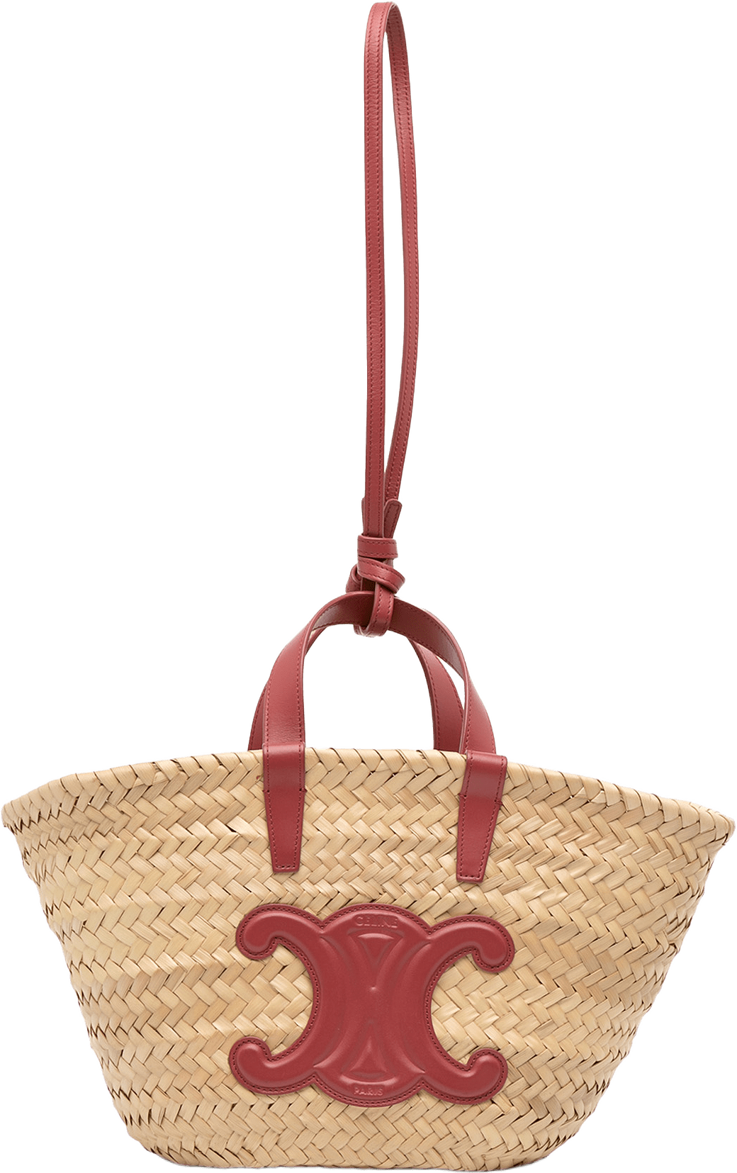 Celine Small Raffia Cuir Triomphe Classic Panier Tote, från Luxclusif, i färgen beige.