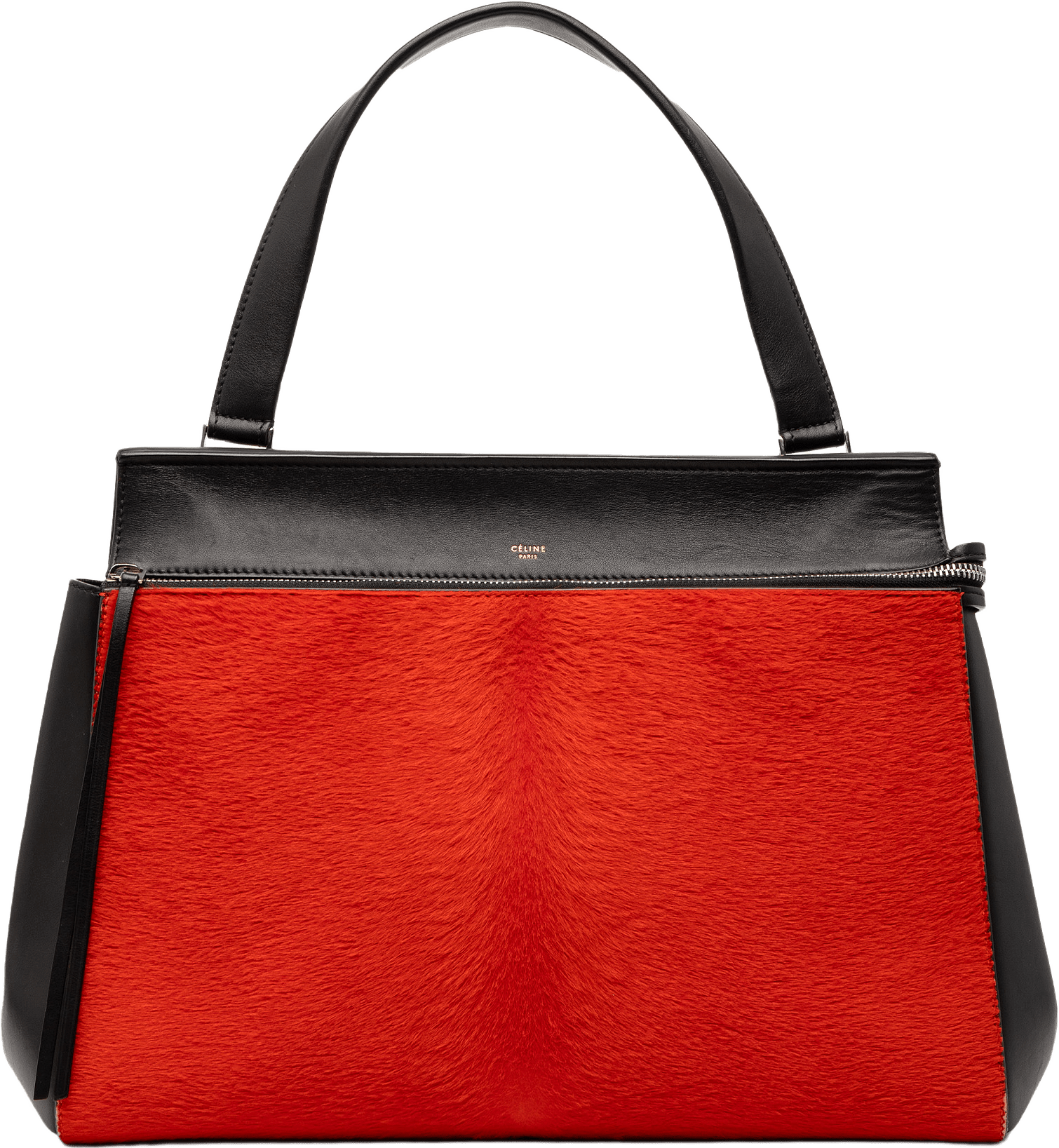 Celine Medium Bicolor Leather And Pony Hair Edge Handbag, från Luxclusif, i färgen black.