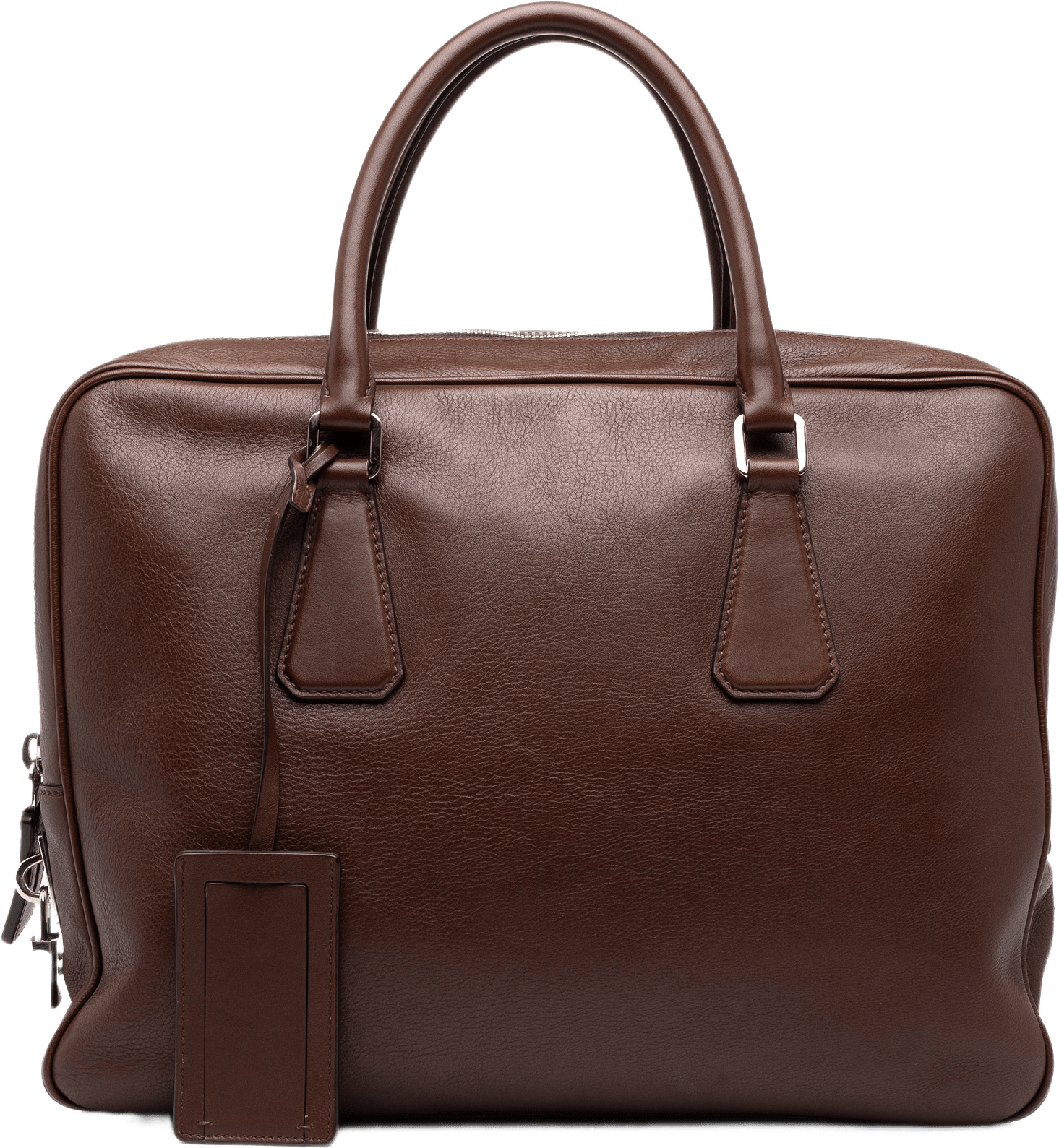 Prada Leather Business Bag, från Luxclusif, i färgen brun.