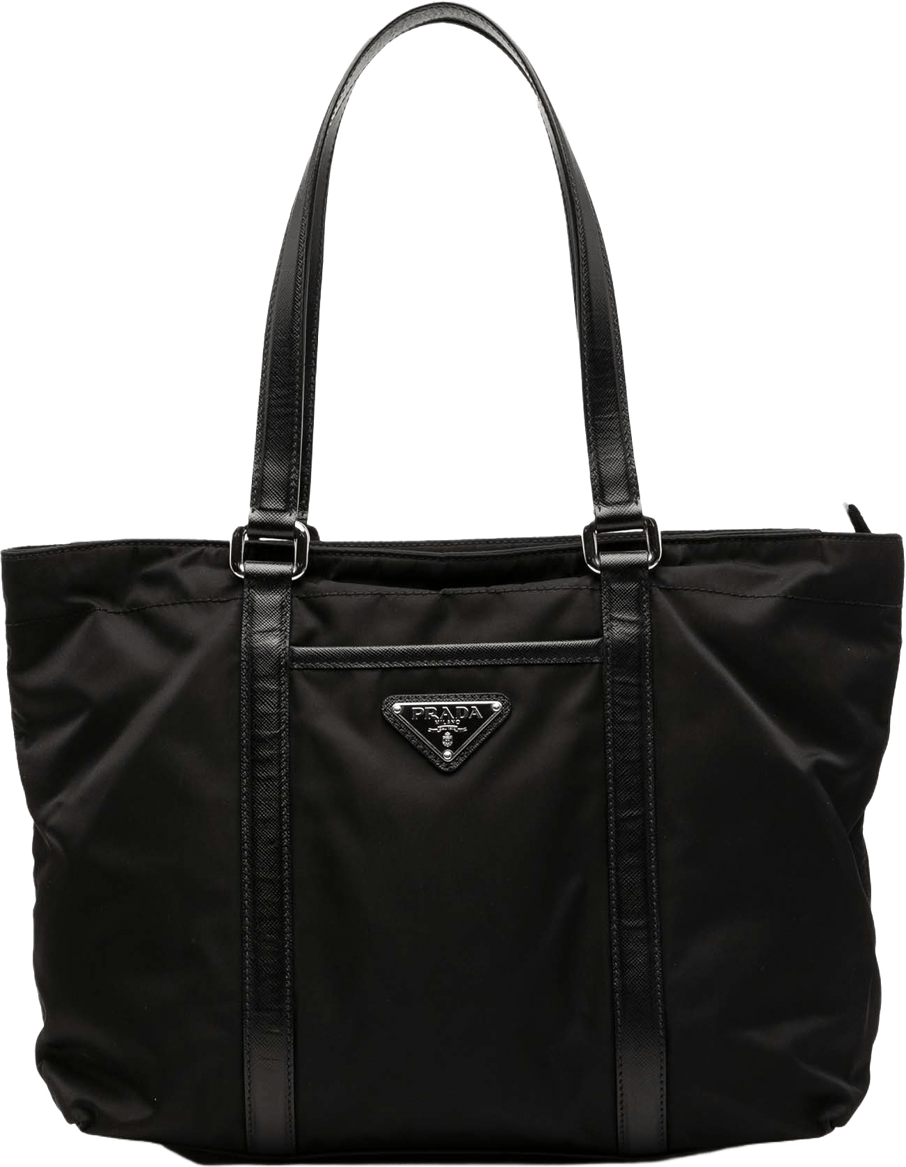 Prada Saffiano Trimmed Tessuto Tote, från Luxclusif, i färgen black.