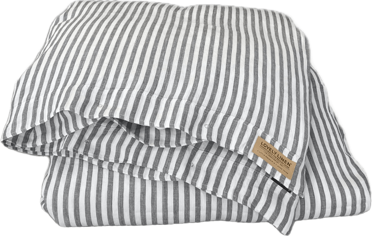 Påslakan Lovely - Tvättat Lin, från Lovely Linen, i färgen dark grey & white/randig.