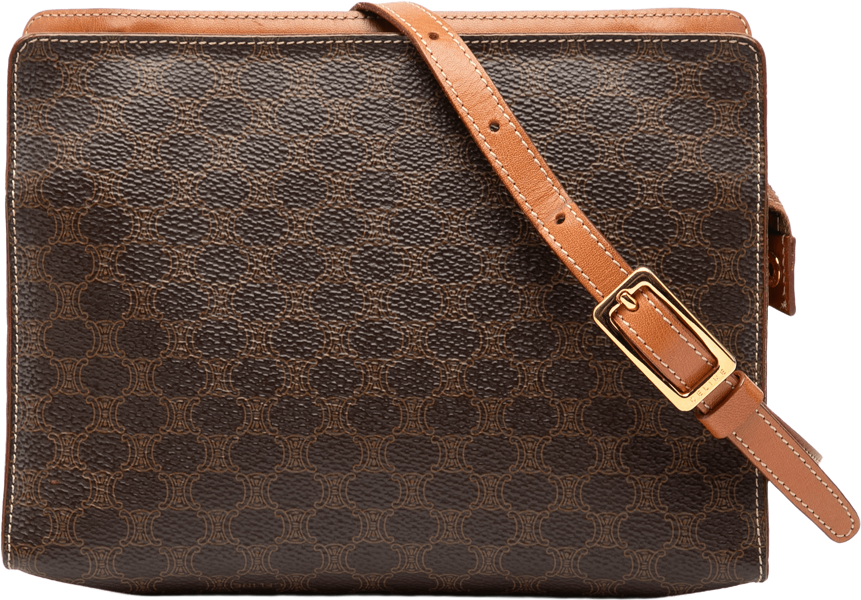 Celine Macadam Coated Canvas Crossbody, från Luxclusif, i färgen dark brown.