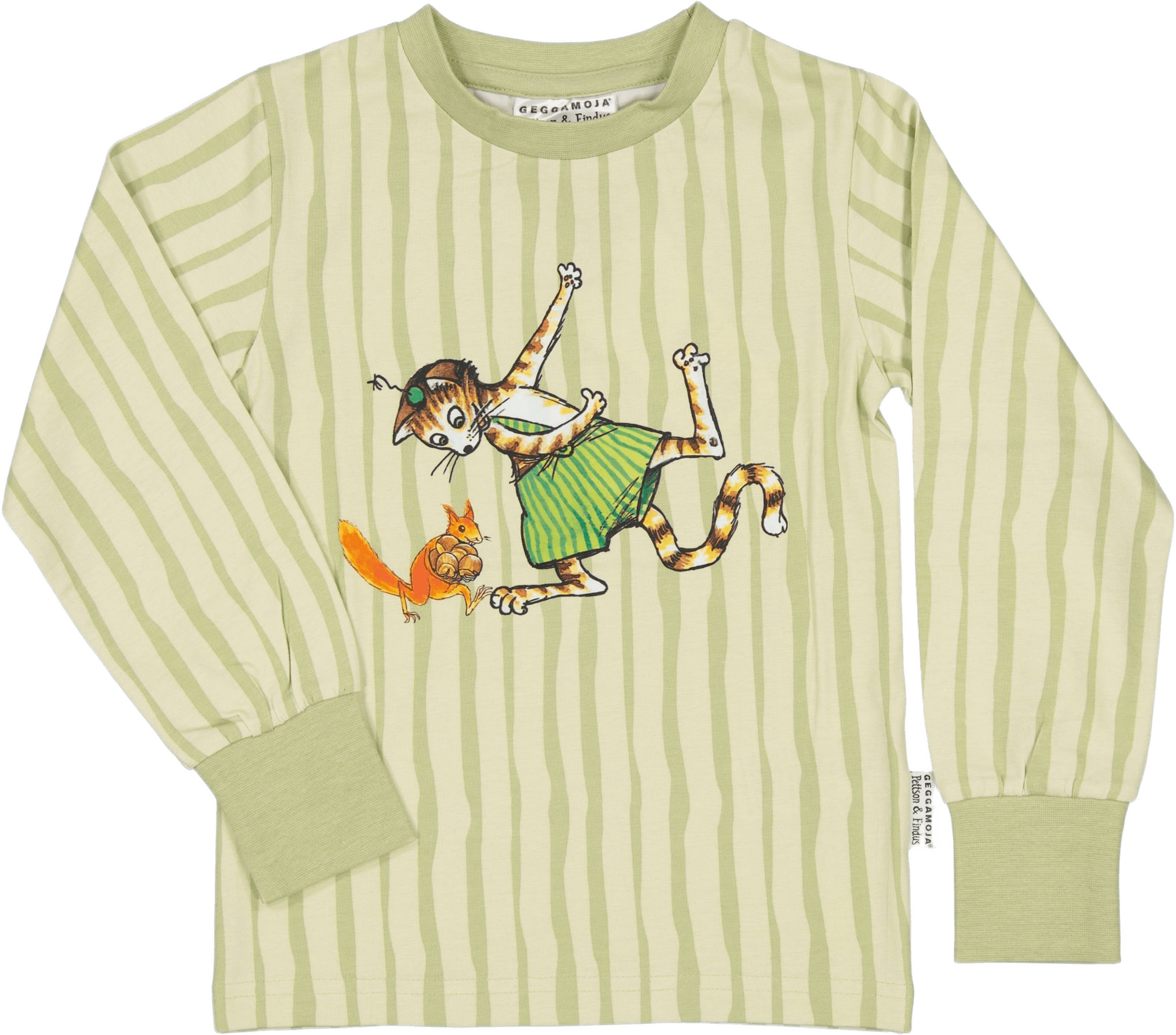 Tröja Pettson Och Findus, från Geggamoja, i färgen green stripe.