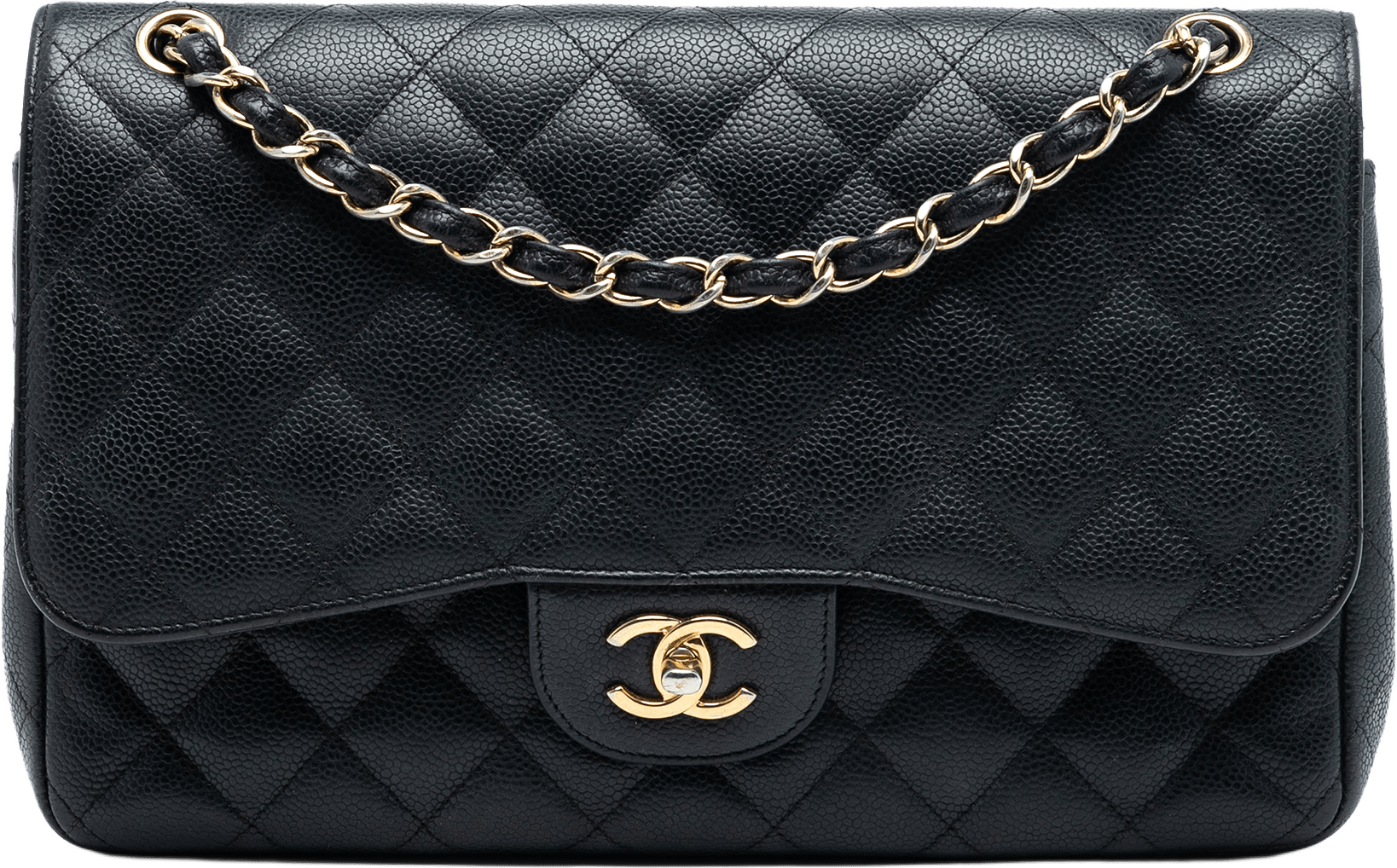 Chanel Jumbo Classic Caviar Double Flap, från Luxclusif, i färgen black.