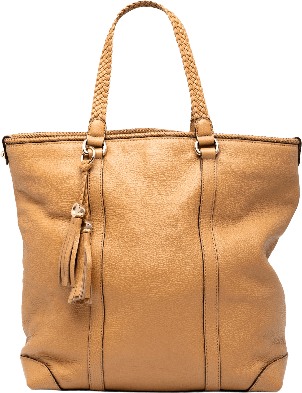 Gucci Large Leather Marrakech Tote, från Luxclusif, i färgen camel.