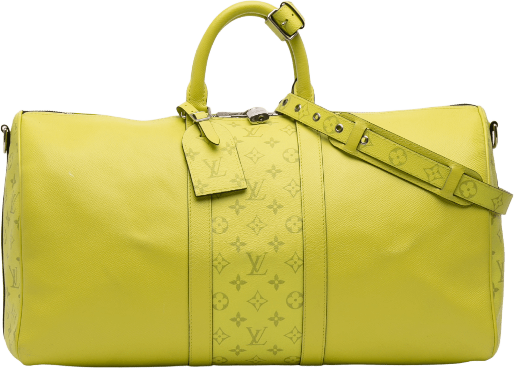 Louis Vuitton Taigarama Keepall Bandouliere 50, från Luxclusif, i färgen yellow.