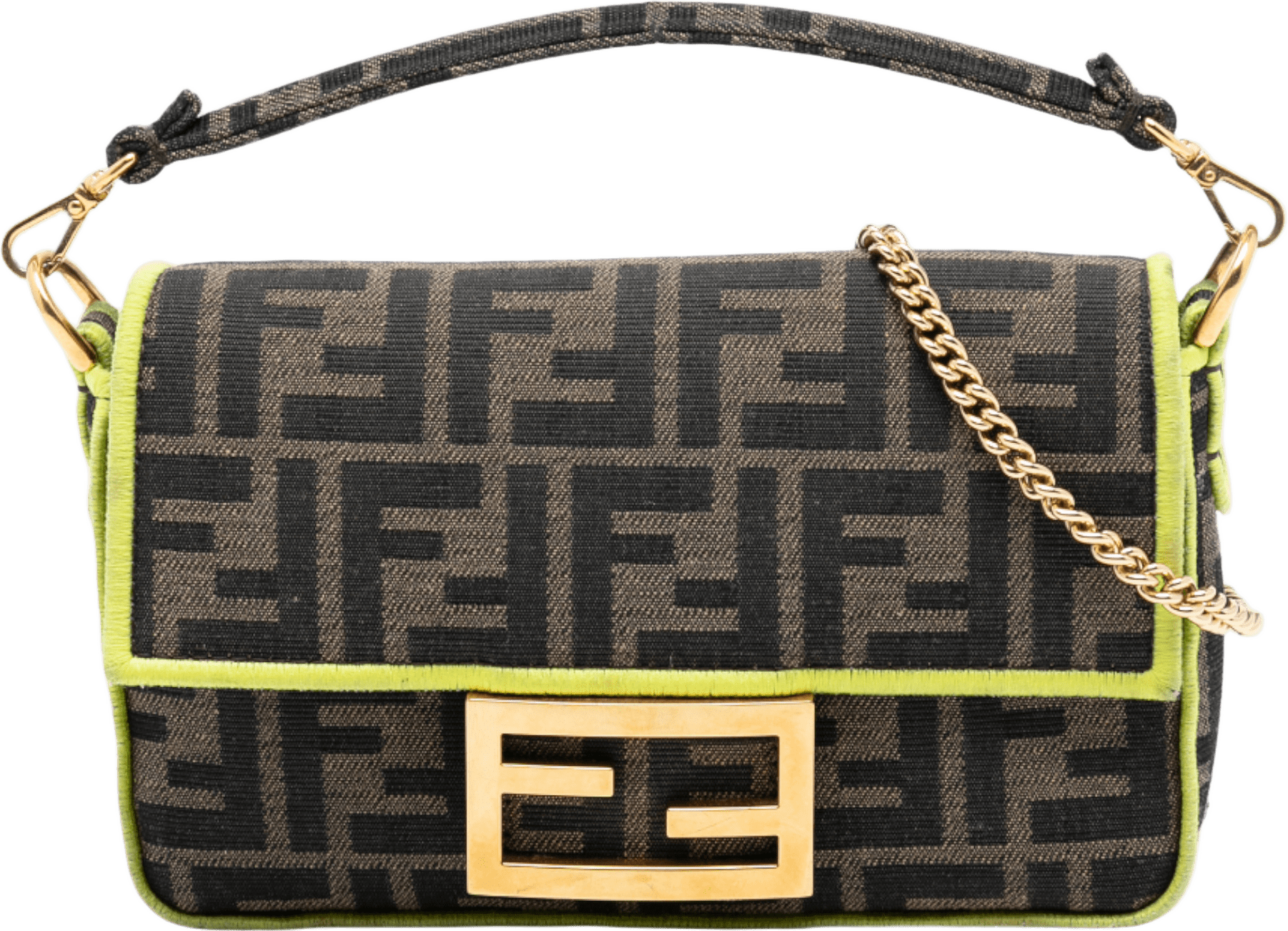 Fendi Mini Zucca Canvas 1974 Roma Amor Baguette Crossbody, från Luxclusif, i färgen brown.