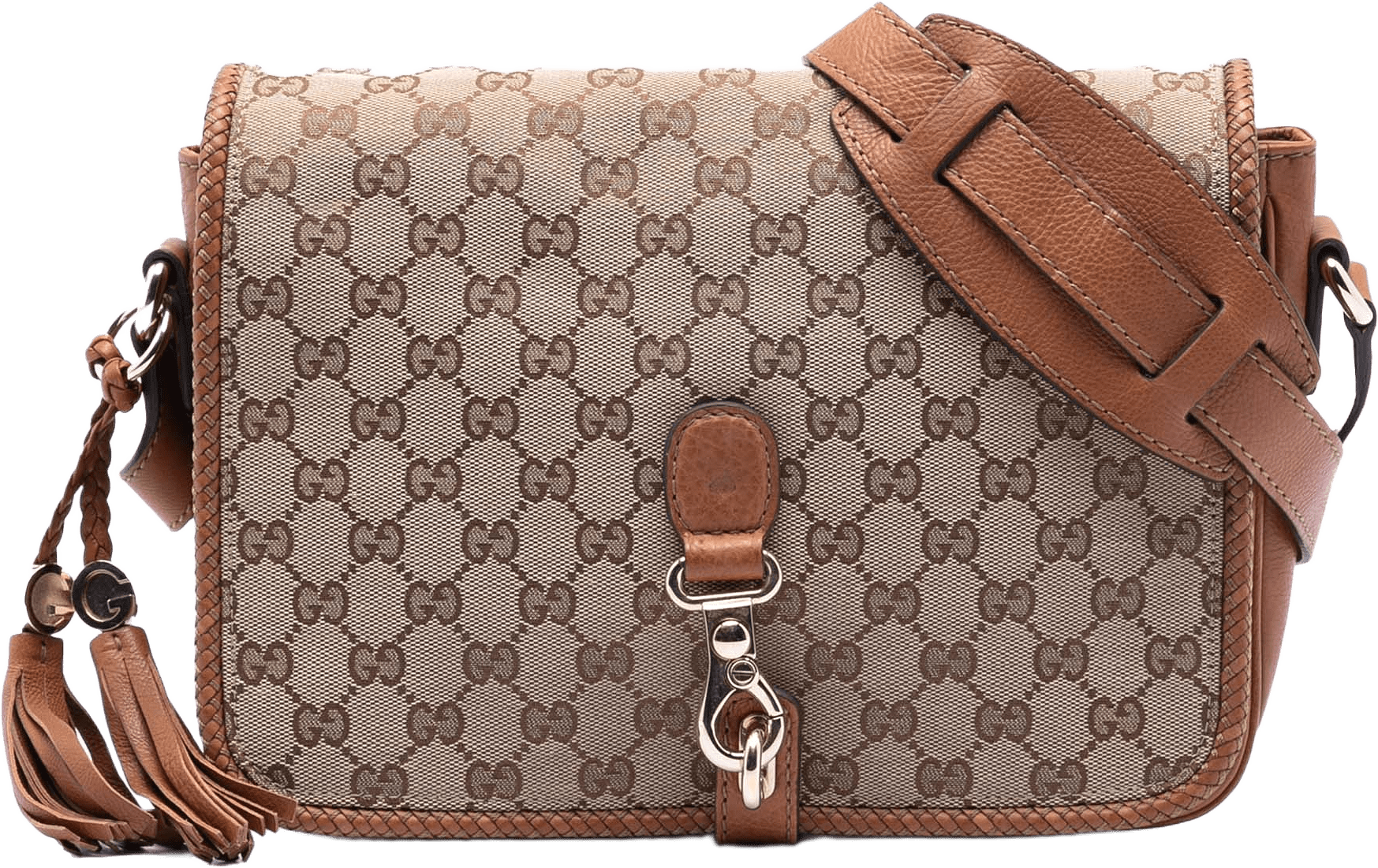 Gucci Gg Canvas Marrakech Crossbody, från Luxclusif, i färgen beige.