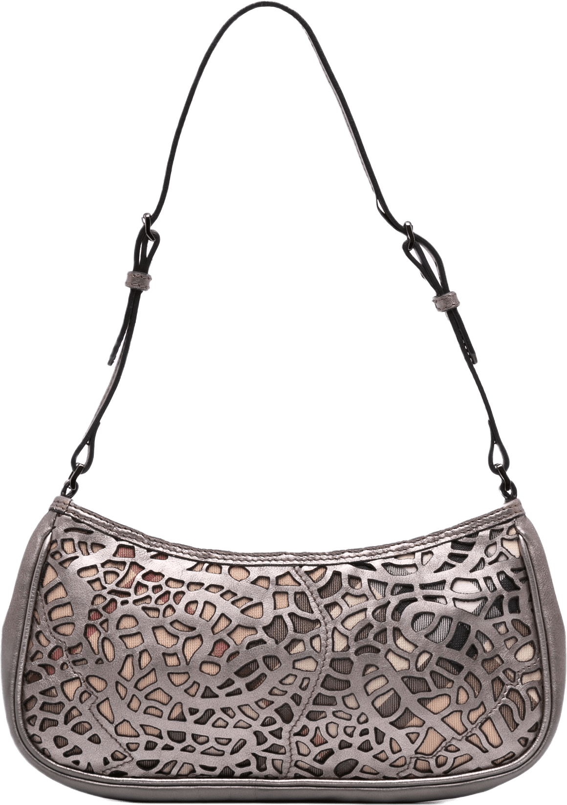 Burberry Nova Check Cutout Leather Accessory Pochette, från Luxclusif, i färgen silver.