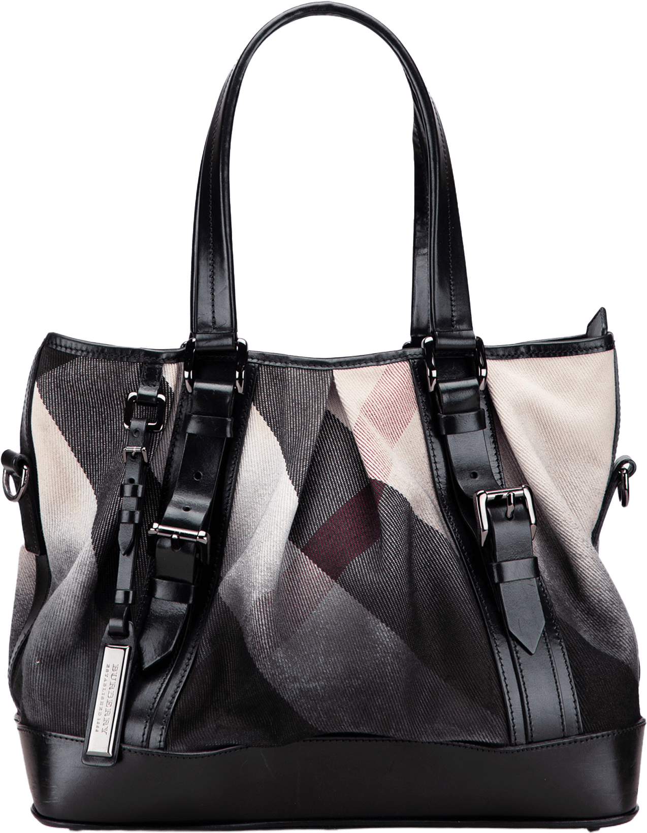 Burberry Mega Check Canvas Lowry Satchel, från Luxclusif, i färgen black.