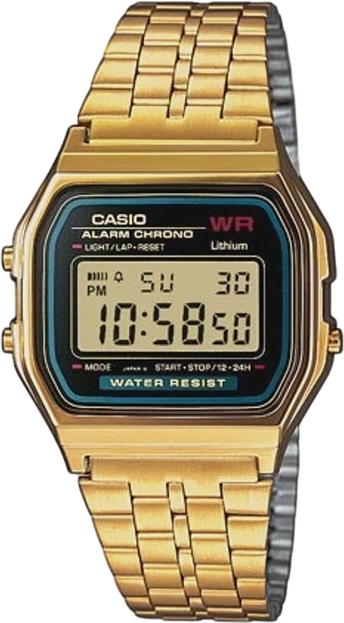Casio Vintage Svart/guld, Stållänk - A159wgea-1ef, från Casio, i färgen 1.