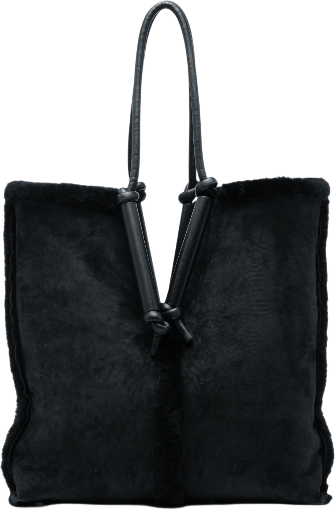 Bottega Veneta Suede And Shearling Bolster Reversible Tote, från Luxclusif, i färgen svart.