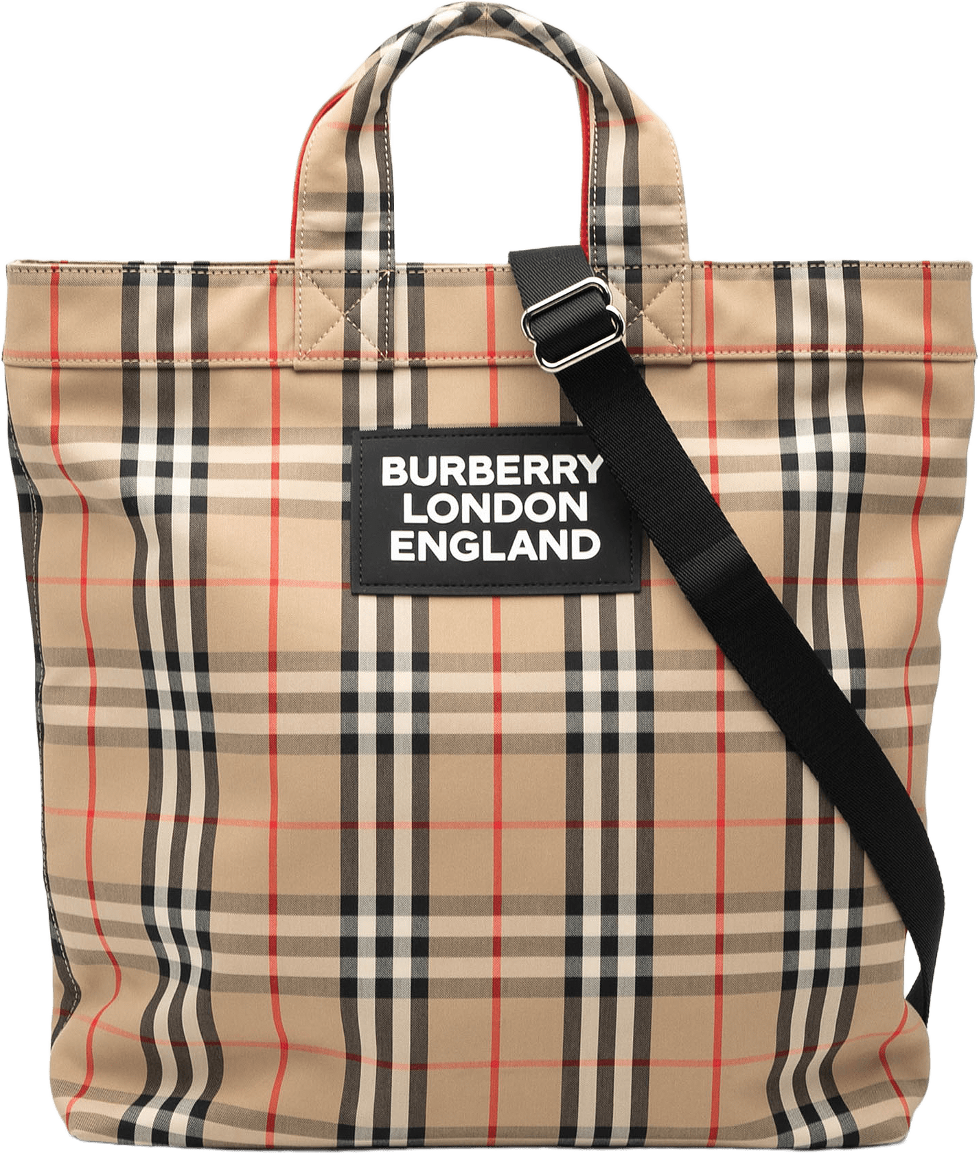 Burberry House Check Nylon Artie Satchel, från Luxclusif, i färgen beige.