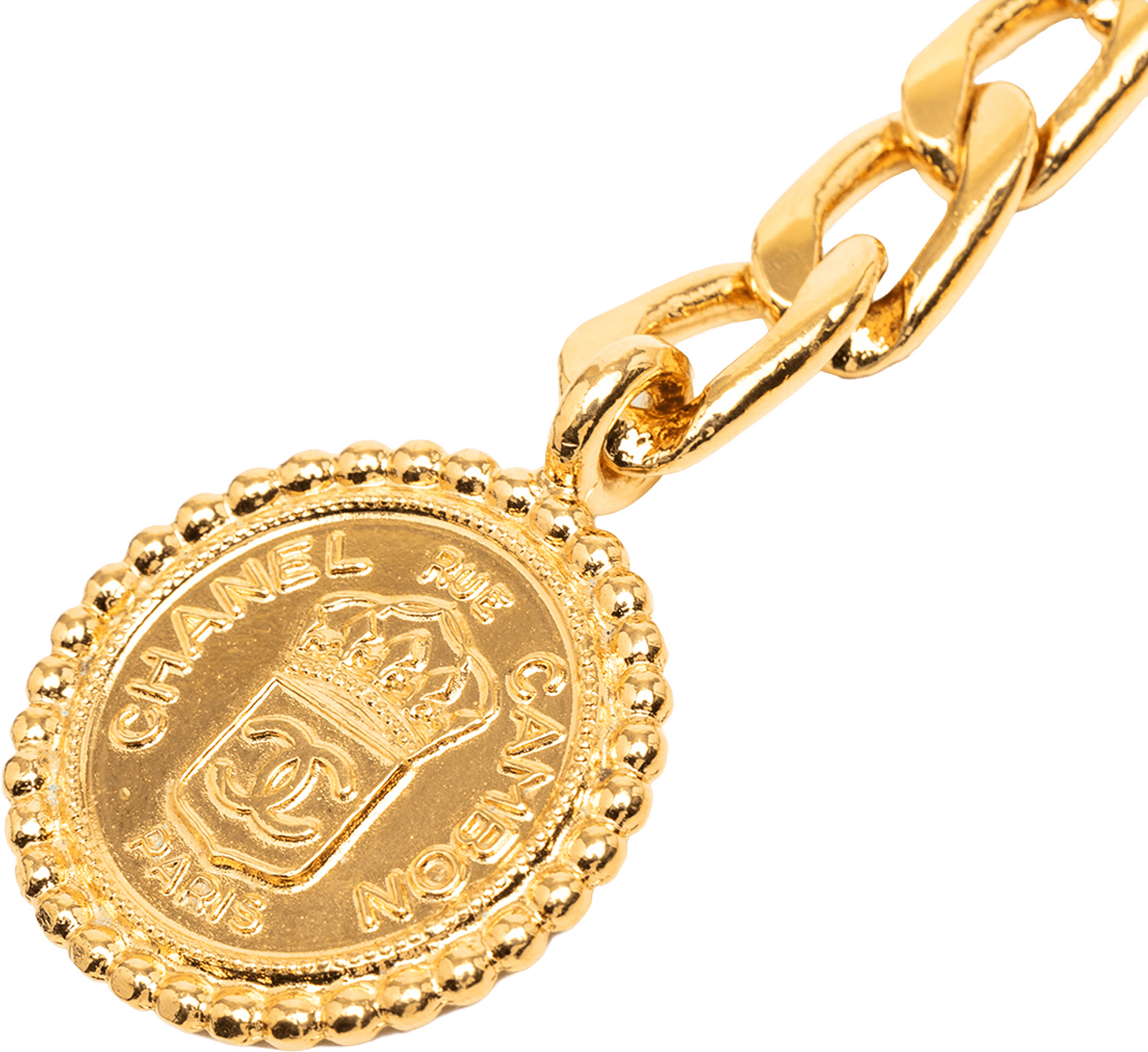 Chanel Gold Plated Cc Medallion Chain Belt, från Luxclusif, i färgen gold.